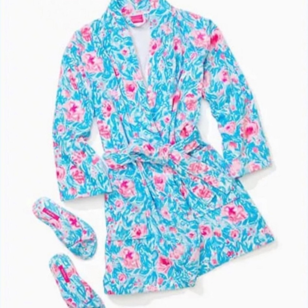 Lilly Pulitzer GWP Robe in Bondi Blue My Little Peony.